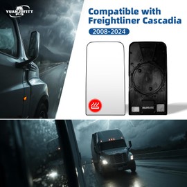 YUANJUFITT Heated Upper Mirror Glass for Freightliner Cascadia 2008-2024 Door Mirror Glasses with Heated and Plate High Reflective Replace TL28716A TL28656 Freightliner Cascadia Accessories
