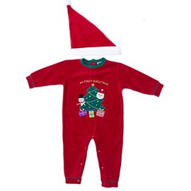 Just Love - overol de Navidad para bebé y bebé con sombrero de Papá Noel a juego, Árbol de Navidad, 3-6 Meses