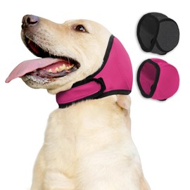 PAPIAMEN Dog Calming Hoodie,3-Layer Dog Ear Muffs Noise Protection,Anxiety Relief Quiet Ears for Dogs,Adjustable Shower Cap Pet Ear Covers for Bath,Grooming,Swimming(Fuchsia,S)