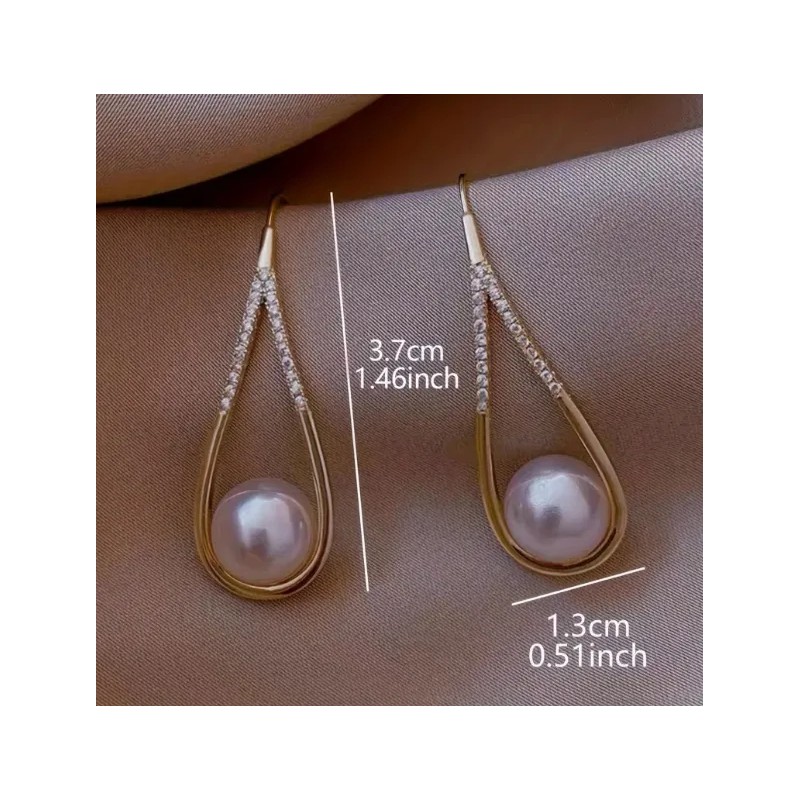 2 Par Elegante Estilo Vintage Pendientes De Perlas
