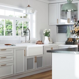 DEMIINUS Wall Mount Kitchen Faucet with Pull Down Sprayer, 8 Inch Center Kitchen Sink Faucet, Heavy-Duty Commercial Wall Mount Faucets, 2 Handle Faucet for Kitchen Sink, Brushed Nickel