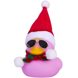 MuMyer Rubber Duck Car Ornaments Yellow Duck Car Dashboard Decorations for Christmas Decor and Home Decorations with Mini Hat Scarf and Sunglasses(Pink Duck-Green Scarf)