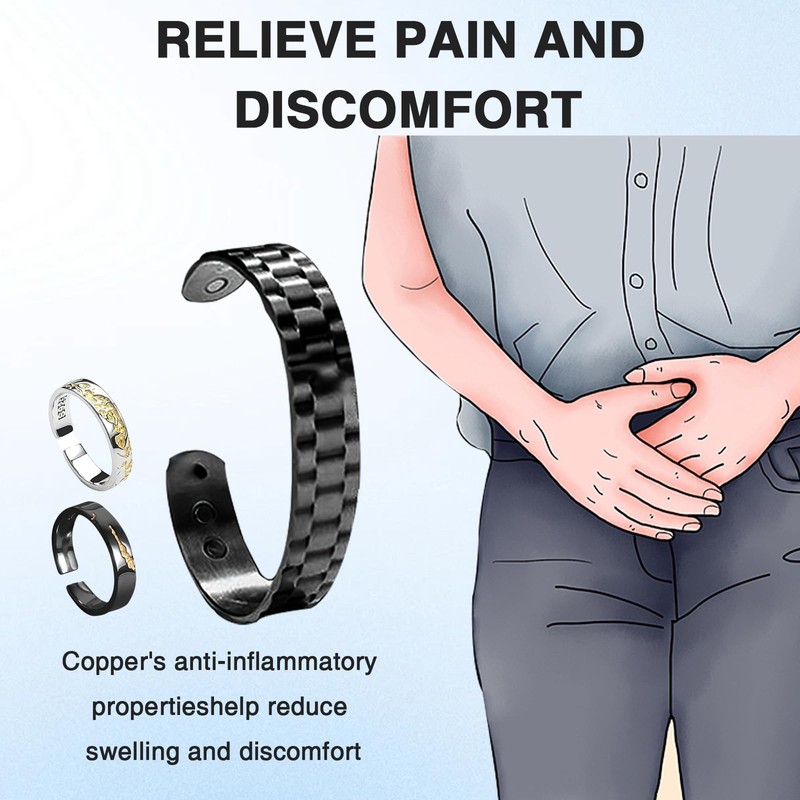 YANINEE 3 Piece Prostate Copper Ring Set, Adjustable Copper Jewellery