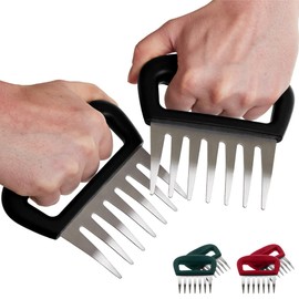 Gorilla Grip Meat Shredder Claws, Stainless Steel 7 Claw Design, Oversized Handle, Slip Resistant Food Shredding Fork, Shred Chicken, Pulled Pork, Meats, Kitchen Smoker Tool for BBQ Grilling, Black