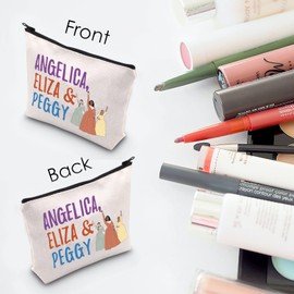 Broadway Musical Cosmetic Bag Schuyler Sisters Fan Gift Angelica Eliza & Peggy Makeup Zipper Pouch for Theatre Lover (Angelica Eliza & Peggy)