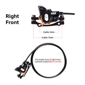 CNCLOL Mountain Bike Hydraulic Disc Brakes,MTB Hydraulic Brakes Front（Right） 800mm/Rear（Left） 1450mm For Bicycle hydraulic brake.