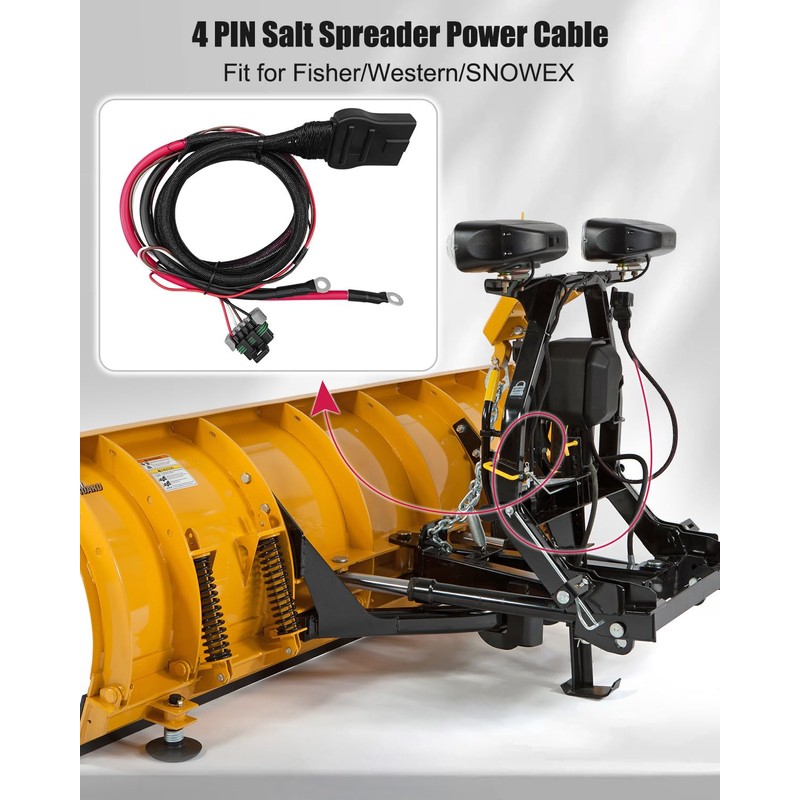 Qnbes 4 Pin Salt Spreader Power Cable Fit for Fisher