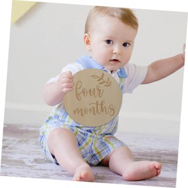 Kisangel 1set Wooden Monthly Cards Set for Newborn Photography Growth Tracking Memory Keepsakes for Parents and Family for Showers and Social Media Sharing