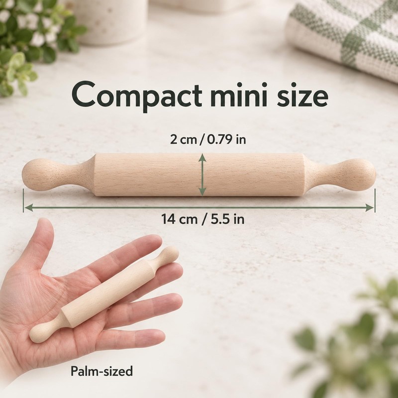 Mini Rolling Pin 4pcs 5.5-inch, Mini Wooden Rolling Pins, Family