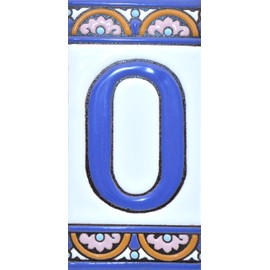 House numbers 6 inch. Handpainted house number tiles for signs, addresses and names. Address numbers for houses. House address numbers and letters. Design ARCO GRANDE 5,86" x 2,91" (NUMBER 0)