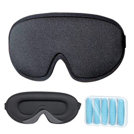 LYSIAN Sleep Eye Mask Men Women-3D Concave Comfortable Cooling Mask Blindfold for Adult Night Sleep Eyes Cover with Foam Ear Plugs for Sleeping, Yoga, Nap, Travel, Black
