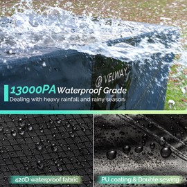 Velway Patio Furniture Cover Waterproof - 420D Heavy Duty Outdoor Furniture Cover with Buckles & Air Vent, Windproof Patio Covers for Table Chair Set, Sectional Sofa 108"Lx82"Wx28"H