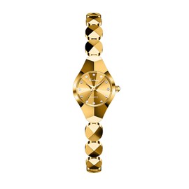 Silverora Wrist Watches Women's Diamond Women's Watches: Shiny Rhinestone Waterproof Analogue Quartz Watches Faceted Glass Watches with Stainless Steel Strap Gifts for Women, gold, Strap.