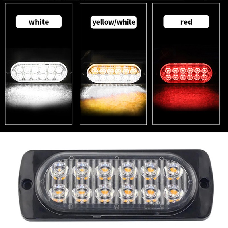 4PCS 12 Strobe LED White Light+Yellow Light Hazard Beacon Emergency