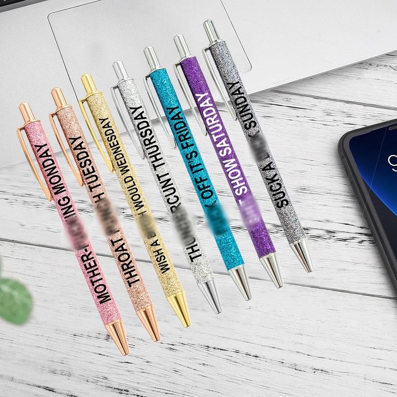 7 count Funny Daily Pens Swear Word Weekend Set, Bad