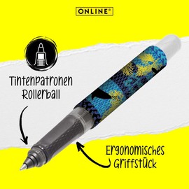 Online Online Tintenpatronen-Rollerball College Ozean, für Rechtshänder und Linkshänder, ergonomisches Griffstück, Roller-Ball, Standard-Tintenpatronen, inkl. Kombipatrone blau 1 Stück (1er Pack)