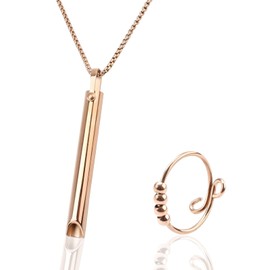 Stress Relief Breathing Necklace,Mindful Breathing Necklace,Whistle Necklace for Anxiety Relief Meditation,Calm Anxiety,Meditation Breathing Exercises,Anxiety Relief Necklace for Men Women(Rose Gold)