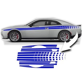 BENINI DESIGN STUDIO Split Side Racing Stripes Fits 2024 2025 Dodge Charger EV Scat Pack Base Daytona Vinyl Stripes, Stickers, Decals Charger EV Grahics (Blue)