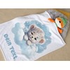 GRAZDesign Baby Blanket with Name Lion on Cloud Blue Fluffy