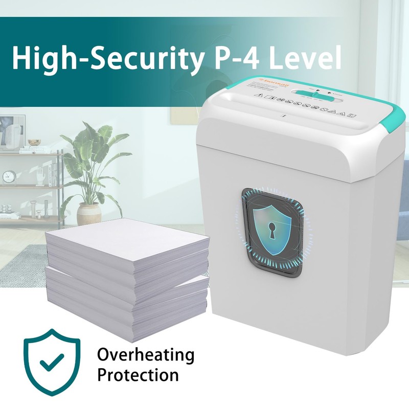 Bonsaii Secure Shredder, Home Office Shredder, high Security, 6-Sheet, Cross-Cut