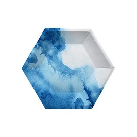 Watercolor Wash Blue Paper Plates, 8 ct