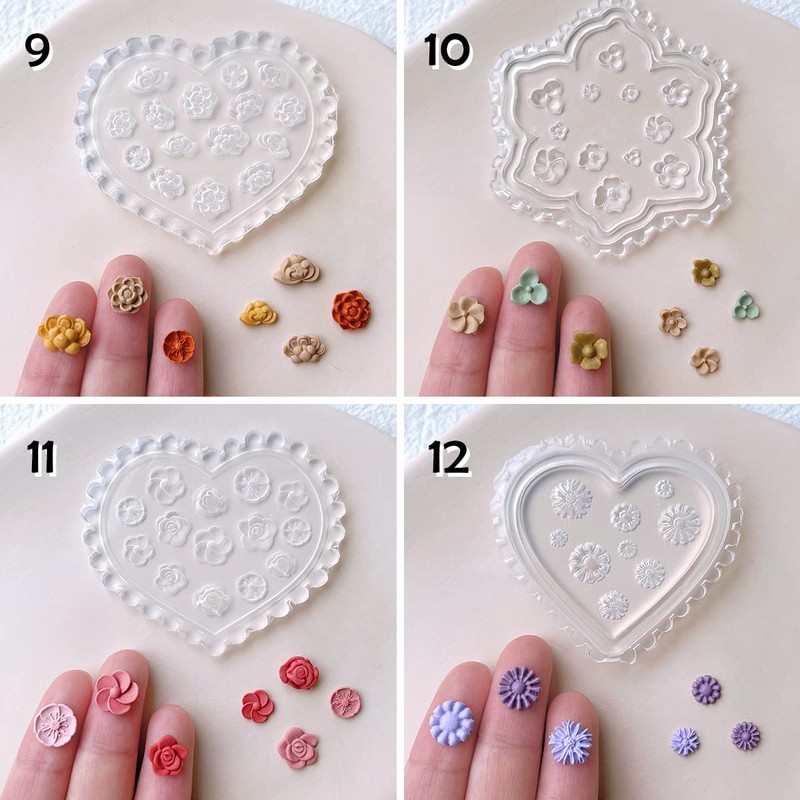 KEOKER Polymer Clay Molds - 12 Pcs Mini Floral Clay