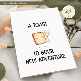 MOSSSH Funny Retirement Greeting Cards for Men, Retirement Gifts for Men Women, Colleague Farewell Cards, Toast to Your New Adventure Card with Envelope and Sticker