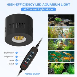 Lominie 80W LED Aquarium Light with Dimmer Remote, Full Spectrum Planted Tank Light for Freshwater Aquarium, Clip-On Fish Tank Lamp with 360° Gooseneck for 10-20 Gallon Refugium Cube