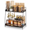 ANBOXIT 2-Tier Coffee Station Organizer, Wooden Kitchen Counter Shelf -
