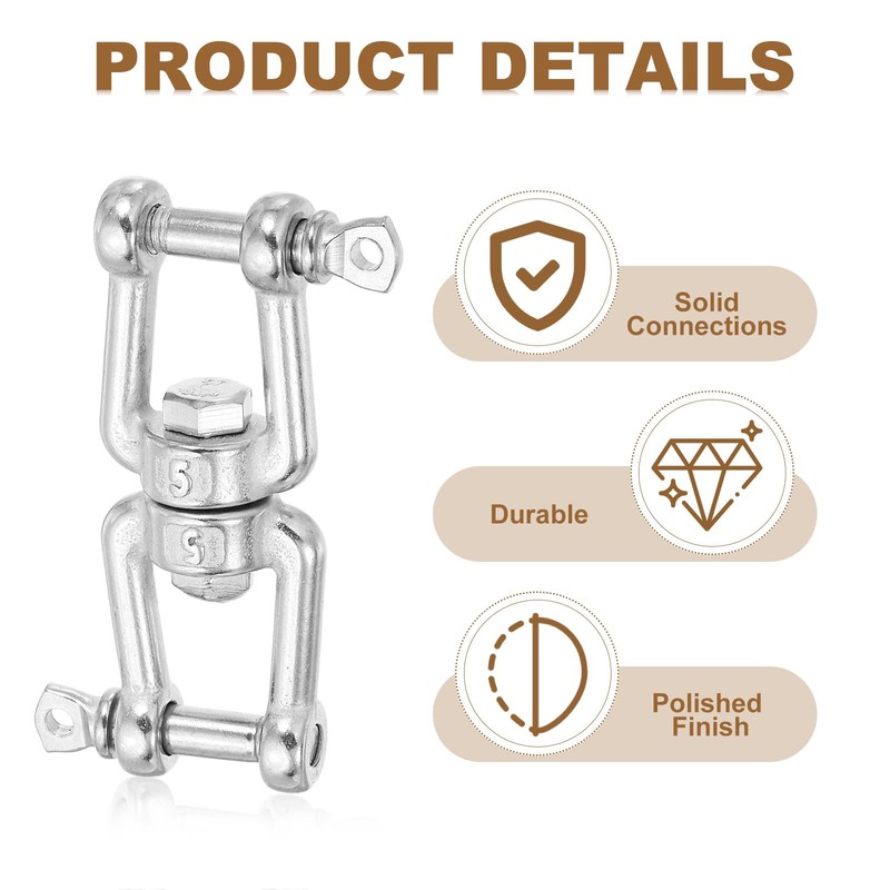 sourcing map Heavy Duty M5 Double Swivel Eye Hook, 304