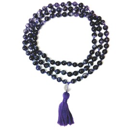 Mala Amethyst with Crystal Guru Bead Hand Knotted 108 Bead Prayer Mala