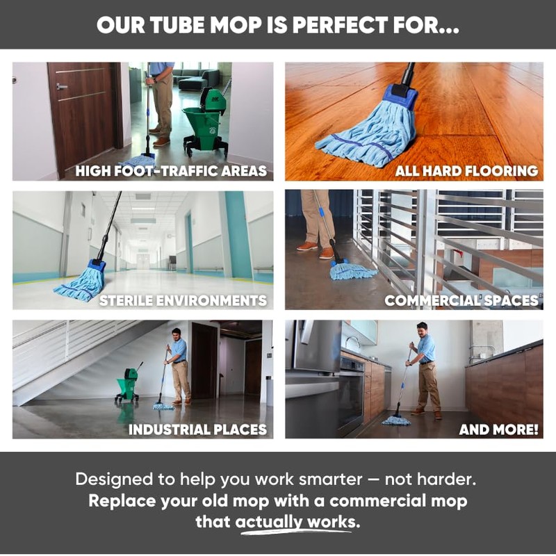 Large Microfiber Tube Mop with Stainless Steel Handle | Microfiber