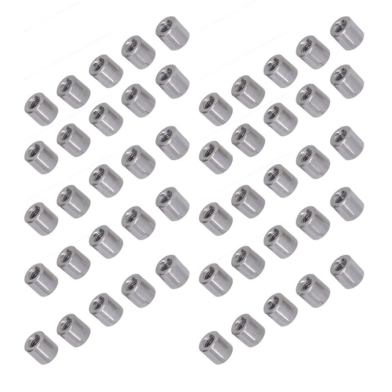 M4 Stainless Steel Rod Connector Nut Coupling Round Fastener 50Pcs