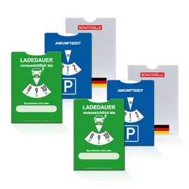 SIEESER [2-in-1 Parking Disc in Blue [StVO Compliant] + Green Charging Disc with Protective Cover - (Pack of 2)