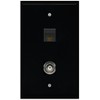 RiteAV - Black 1 Port BNC 1 Port Cat6 Ethernet Black Wall Plate