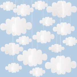 Pack of 16 3D Clouds Decorations Hanging Clouds for Ceiling Artificial Clouds Props Fake Clouds Ornaments Wall Decoration Clouds Imitation Decorations
