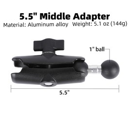FPN Double Socket Arm with 1" Double Ball Adapter Compatible with RAM B Size Mounts, 360° Rotation Extension Rod for Phone Holder, Tablet Mount, for Bike, Motorcycle, Truck (5.5" Middle Adapter)