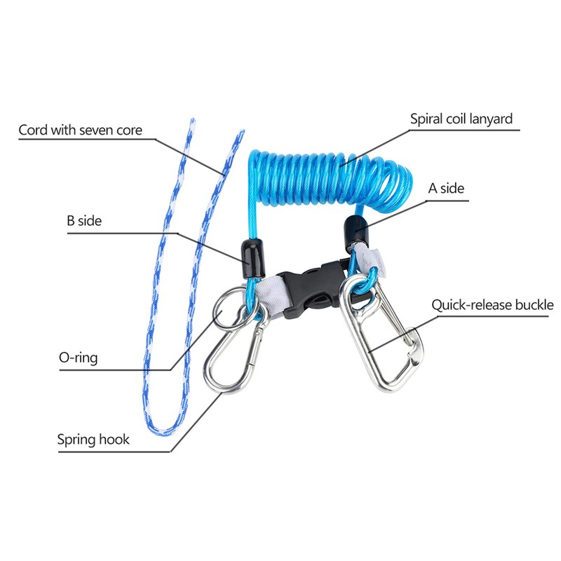 Walfront Diving Strap Anti Lost Spring Coil Strap Safety Emergency