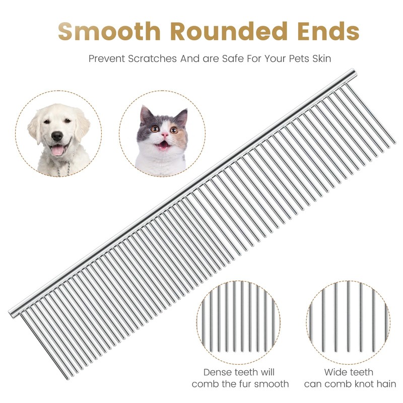 Generic Cat and Dog Grooming Comb, Stainless Steel, Removes Hair