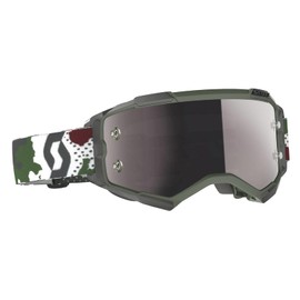 Scott Motocross Fury Dark Green/White Silver Chrome Lens