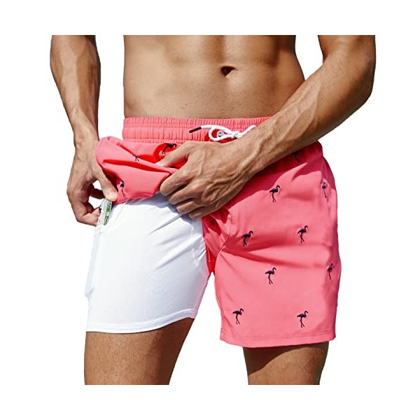 Arcweg Men's Swimming Shorts with Compression Liner Mens Swimming Trunks