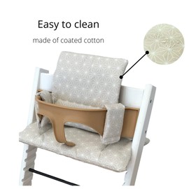 Seat Cushion for Stokke Tripp Trapp High Chair - Laminated Coating for Easy Cleaning (Japanese Stars Beige)
