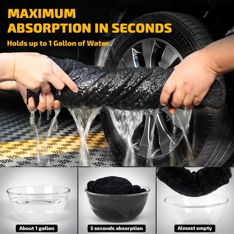 SMINDER 2-Pack 1200 GSM Car Drying Towels – Microfiber Towels