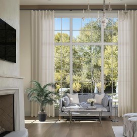 Extra Long Pinch Pleated Taupe Tan Linen Curtains 156 Inches Long for Living Room High Ceiling Bedroom Light Filtering Semi Sheer Pinch Pleat with Hooks Rings Back Tab Window Curtains 40x156 1 Panel