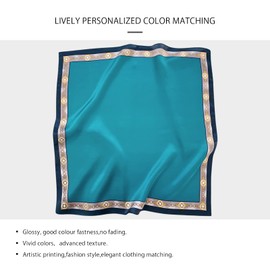 LumiSyne Women's Silk Scarf, Square Scarf, Solid, Retro Chain, Print, Lightweight, Soft, Hair Bandage, Neckerchief, Decorative, Headwear, Handkerchief, blue