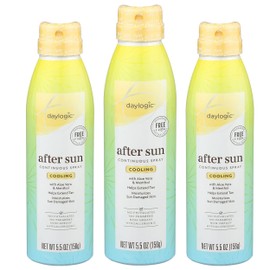 Daylogic After Sun Spray, 3 Pack, Continuous Spray with Aloe and Cooling Menthol, Sunbrurn Relief and Tan Extender, Moisturizes Sun Damaged Skin, Non Greasy, Paraben and Phthalates Free, 5.5 oz. Each