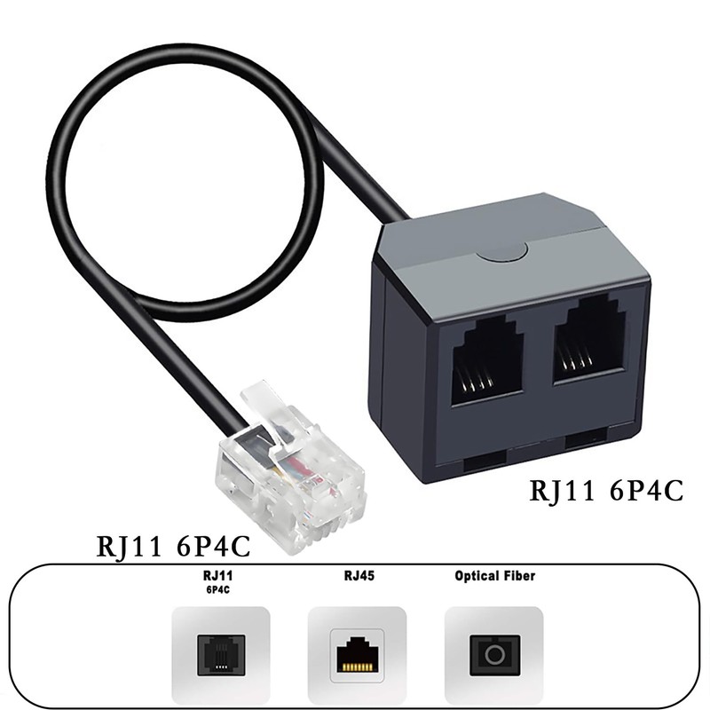 RJ11 1 to 2 Phone Line Splitter 6P4C Plugs Four