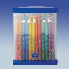 Chanukah Candles- Hand Decorated Rainbow, Striped