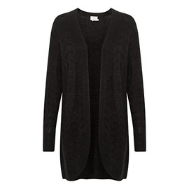 KAFFE Women's Mid Thigh Long Sleeves Cardigan Sweater, Black Deep