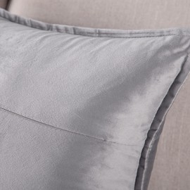 Madizz Pack of 2 Super Soft Velvet Decorative Cushion Covers with Fringe Luxury Style Cushion Case Pillow Shell for Sofa Bedroom Light Grey 12x20 inch, 30x50 cm Rectangular